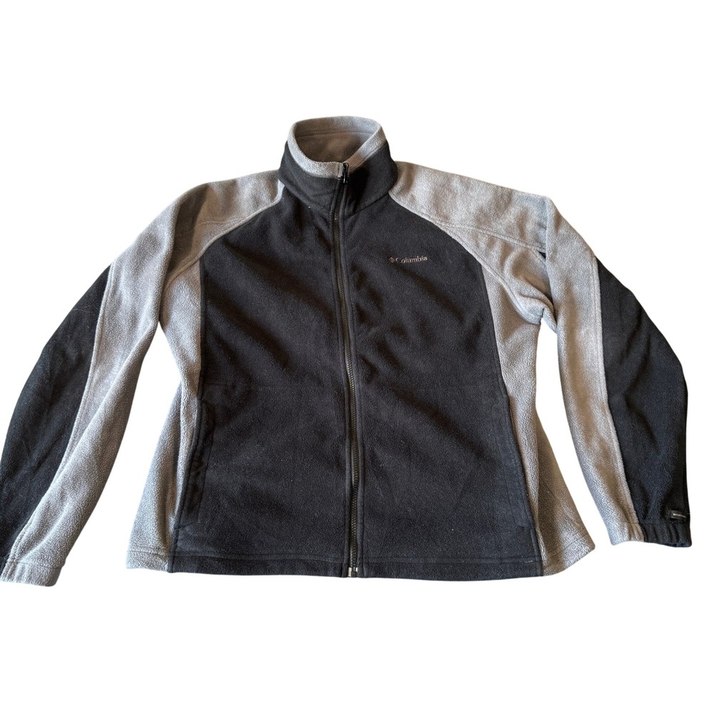 Columbia Mens‎ Interchange Fleece Jacket XL Black Grey Full Zip Mock Neck